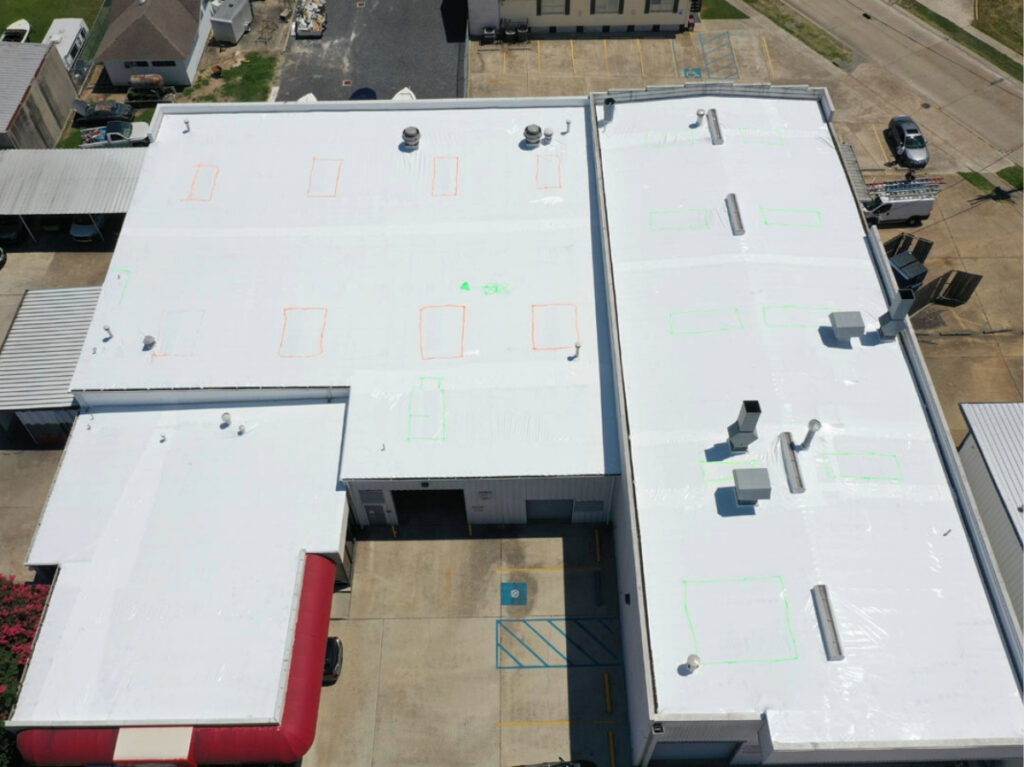 WPW COL SHOP LA 1 AFTER 1200x900 Weatherproof Wraps Commercial building roof shrink wrap in Louisiana